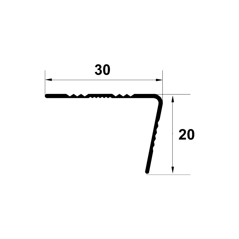 Profil treapta cu rizuri, 30x20 mm, 2,7 m, cires