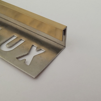 Bagheta dreapta muchii exterioare din inox  A=12mm, finisaj inox auriu periat