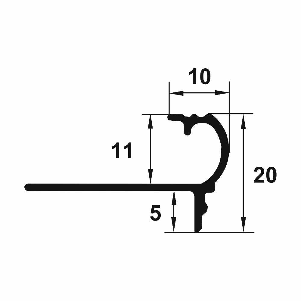 Profil treapta flexibil, 10x11 mm, 2,7 m, argintiu satinat
