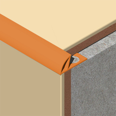 Coltar faianta, colt exterior, 10 mm, PVC, 2.5 m, portocaliu