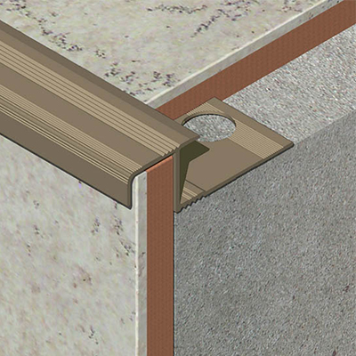 Profil treapta antiderapant, 12x22 mm, 2,7 m, bronz satinat
