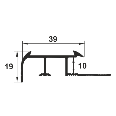 Profil treapta cu canal insertie, 10x39 mm, 2,7 m, auriu satinat