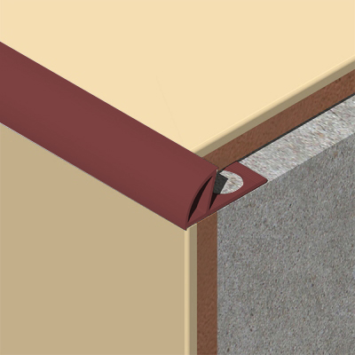 Coltar faianta, colt exterior, 8 mm, PVC, 2.5 m, rosu burgundia
