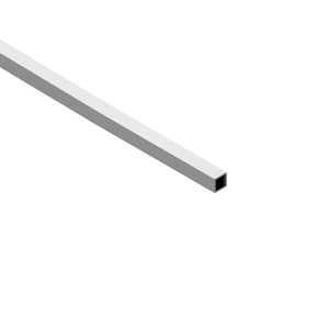 Teava patrata goala, 10 mm, 1 m, argintiu satinat