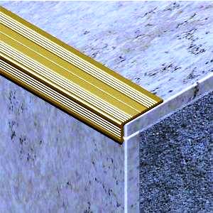 Profil treapta cu rizuri, 10x25 mm, 2,5 m, auriu satinat
