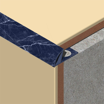 Coltar faianta, colt exterior, 10 mm, PVC, 2.5 m, albastru marmorat