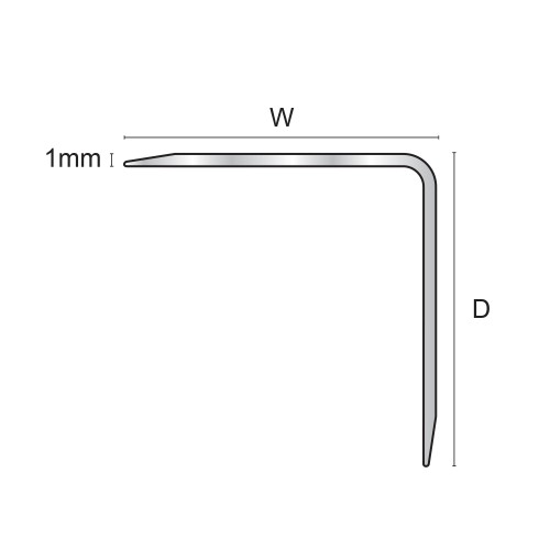 Cornier metalic laturi tesite, 20x20 mm, 2,6 m, argintiu lucios