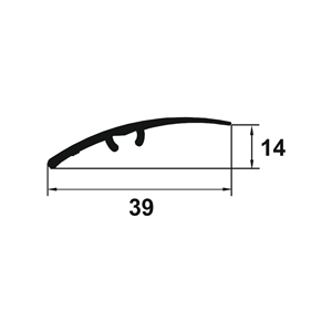 Prag trecere, diferenta nivel 14 mm, 39 mmx2,7 m, negru