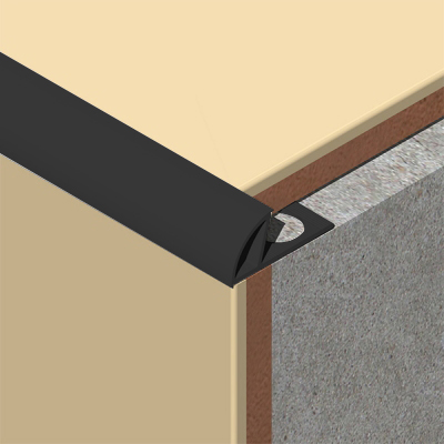 Coltar faianta, colt exterior, 7 mm, PVC, 2.5 m, negru
