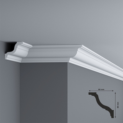 Cornisa tavan din polistiren, 60x60 mm, lungime 2m