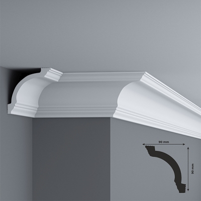 Cornisa tavan din polistiren, 90x90 mm, lungime 2m