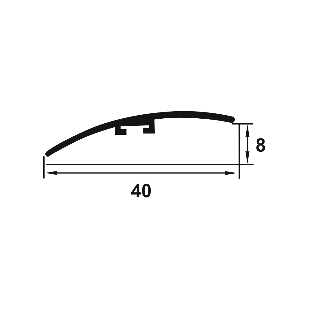 Prag trecere, diferenta nivel 8 mm, 40 mm, 0,9 m, frasin