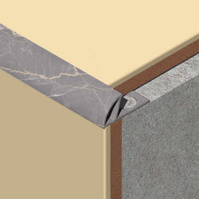 Coltar faianta, colt exterior, 6 mm, PVC, 2.5 m, gri marmorat