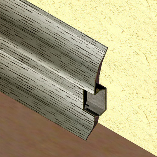 Plinta parchet 60 mmx2,5 m, PVC, stejar gri