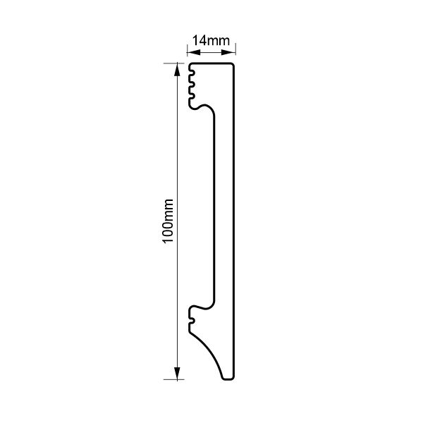 Plinta dreapta polistiren extrudat 100x14mm, 2.5 m lungime