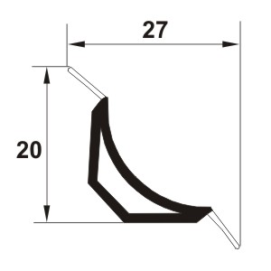 Etansator  cada,  PVC coextrudat 27x20 mm, 2,5m, alb