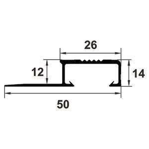 Profil treapta ceramica, 12x26 mm, 2,7 m, auriu satinat