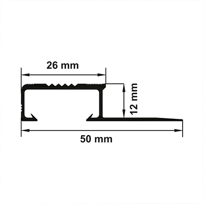 Profil treapta ceramica, 12x26 mm, 2,7 m, auriu satinat