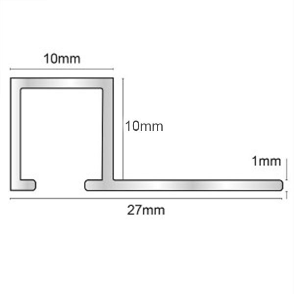 Bagheta dreapta muchii exterioare, 10 mm, 2,5 m, aluminiu, finisaj alamiu periat