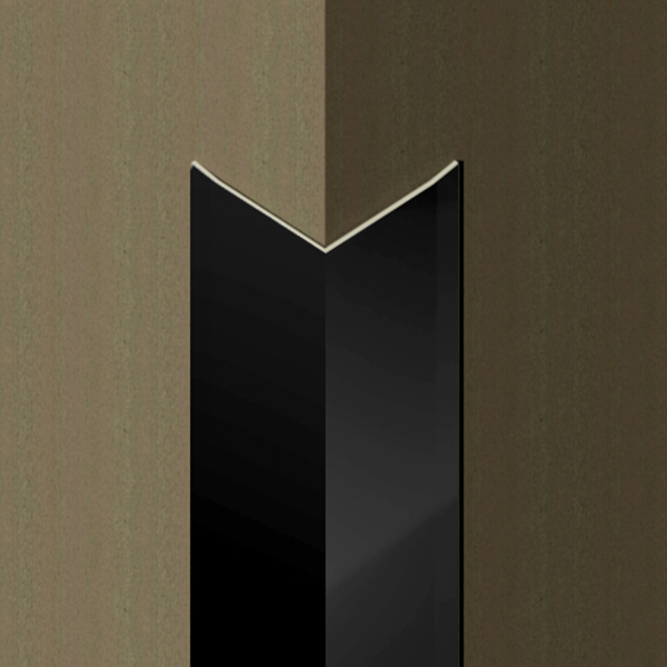 Cornier inox cu laturi tesite, 30x30 mm, finisaj negru oglinda
