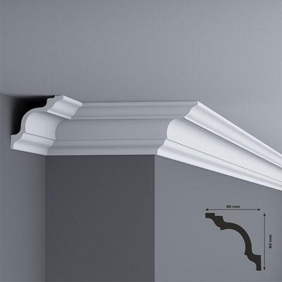 Cornisa tavan din polistiren, 80x80 mm, lungime 2m