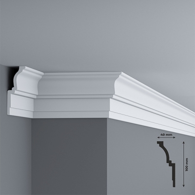 Cornisa tavan din polistiren, 40x100 mm, lungime 2m