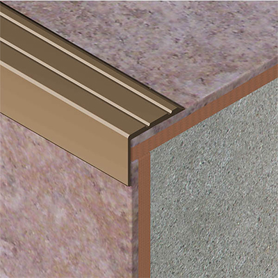 Profil treapta cu caneluri, 20x25 mm, 2,7 m, bronz lucios
