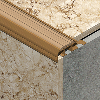 Profil treapta cu canal insertie, 10x39 mm, 2,7 m, bronz satinat