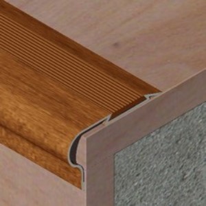Profil treapta cu insertie PVC, 29x52,7 mm, 2,7 m, stejar vechi