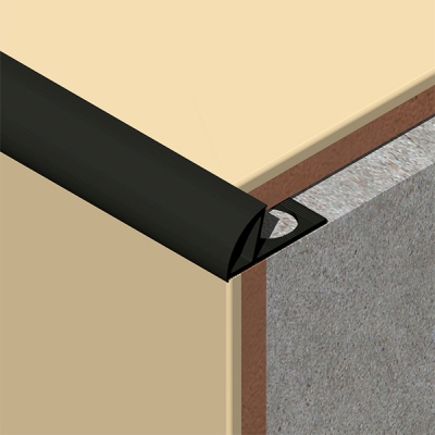 Coltar faianta, colt exterior, 10 mm, PVC, 2.5 m, negru