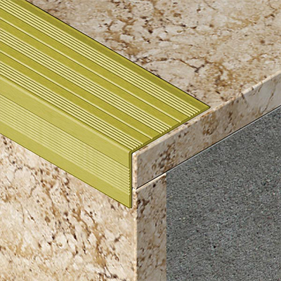 Profil treapta antiderapant, 41x25 mm, 2,7 m, auriu satinat