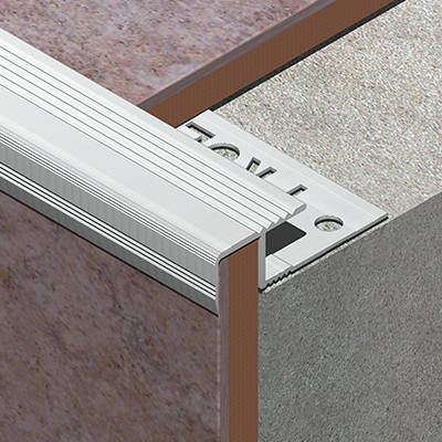 Profil treapta antiderapant, 10x22 mm, 2,7 m, argintiu satinat