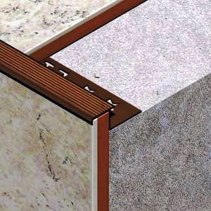 Profil treapta antiderapant, 10x16mm, 2,5 m, bronz satinat