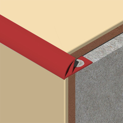 Coltar faianta, colt exterior, 8 mm, PVC, 2.5 m, rosu