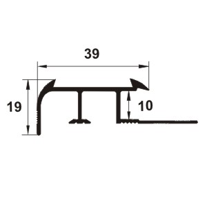 Profil treapta cu canal insertie, 10x39 mm, 2,7 m, argintiu satinat