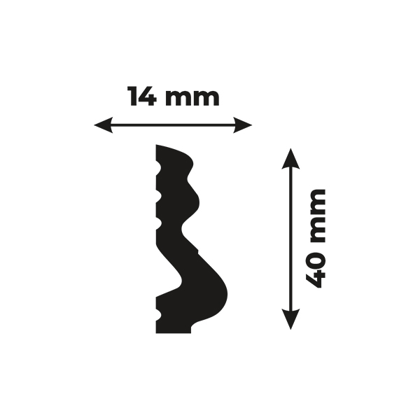 Bagheta de perete din duropolimer, 40x14 mm, lungime 2m