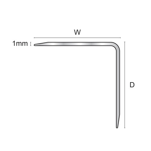 Cornier metalic laturi tesite, 20x20 mm, 2,5 m, argintiu periat