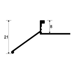 Profil picurator terasa, 8 mm, aluminiu, 2,5 m, argintiu satinat