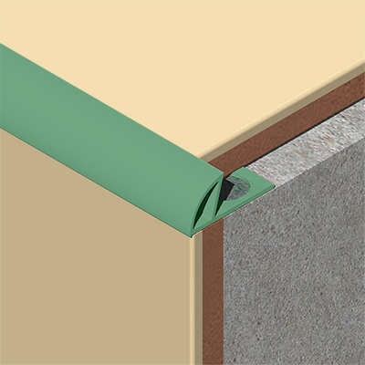 Coltar faianta, colt exterior, 10 mm, PVC, 2.5 m, verde jad