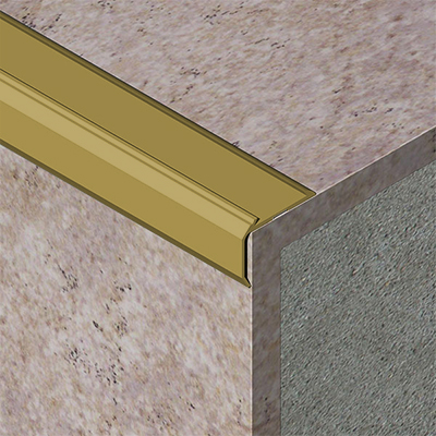 Protectie treapta cu canal insertie, 30x40 mm, 2,7 m, auriu satinat