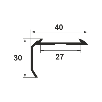 Protectie treapta cu canal insertie, 30x40 mm, 2,7 m, auriu satinat
