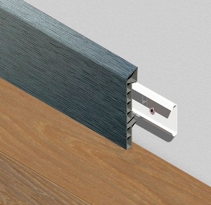 Plinta cu clipsuri, 83 mm, PVC rigid, 2,5 m,  gri inchis