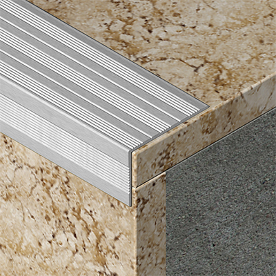 Profil treapta antiderapant, 41x25 mm, 2,7 m, argintiu satinat