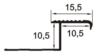 Profil treapta antiderapant, 10x16 mm, 2,5 m, auriu satinat
